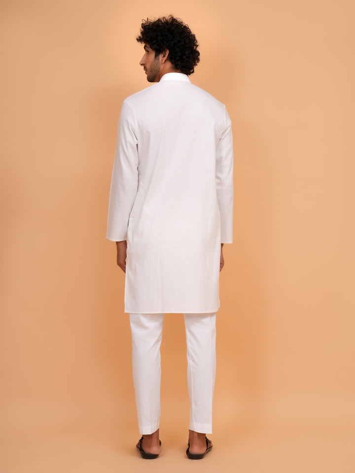 Solid White Kurta Set - KM44553-1