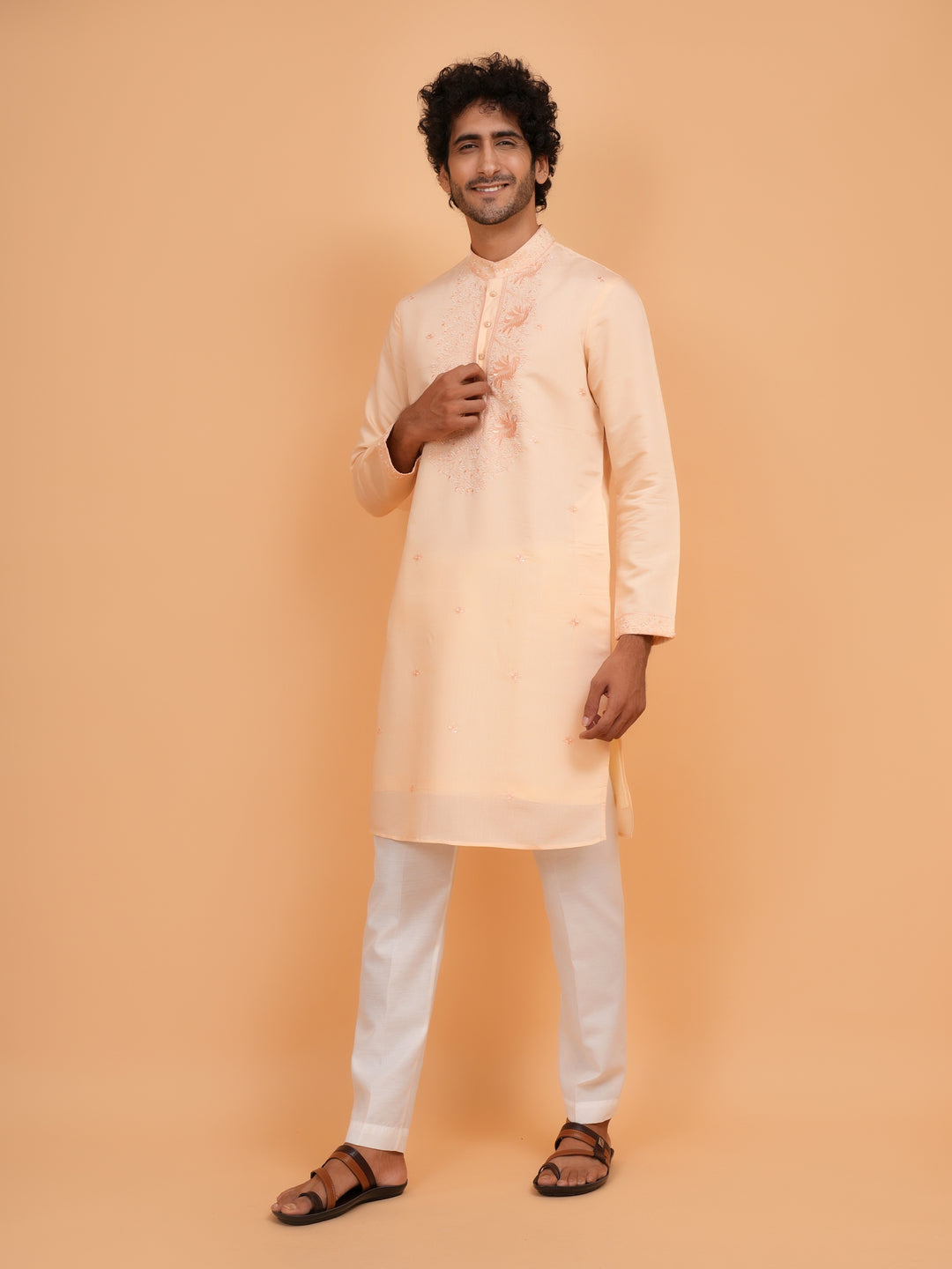 Sequence Peach Kurta Set - KM43344-1