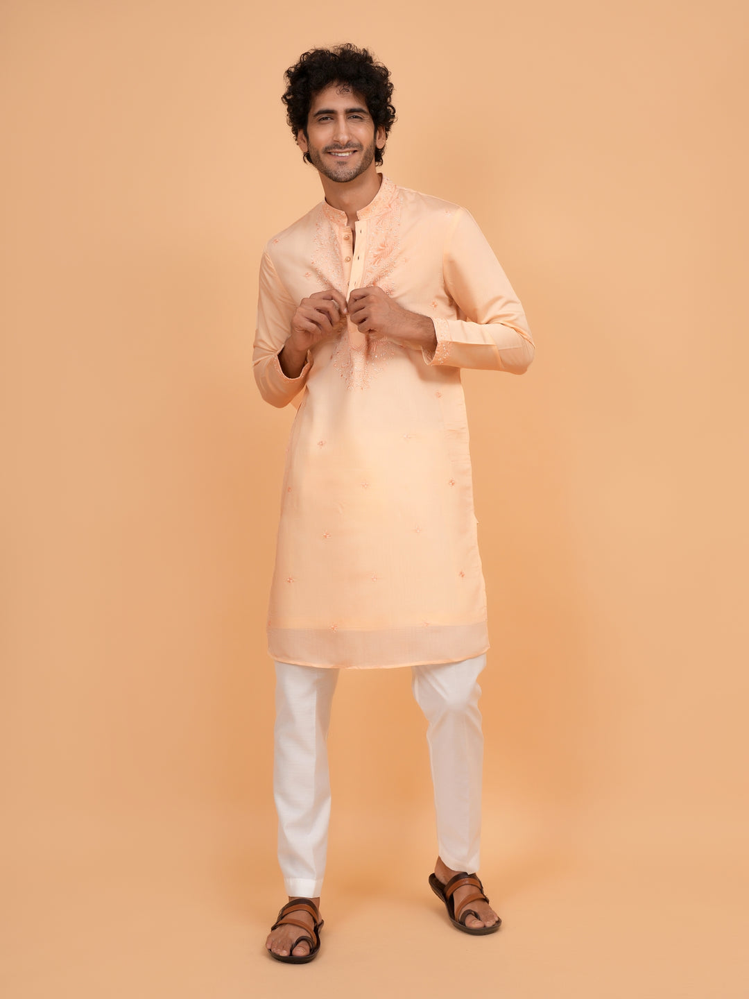Sequence Peach Kurta Set - KM43344-1