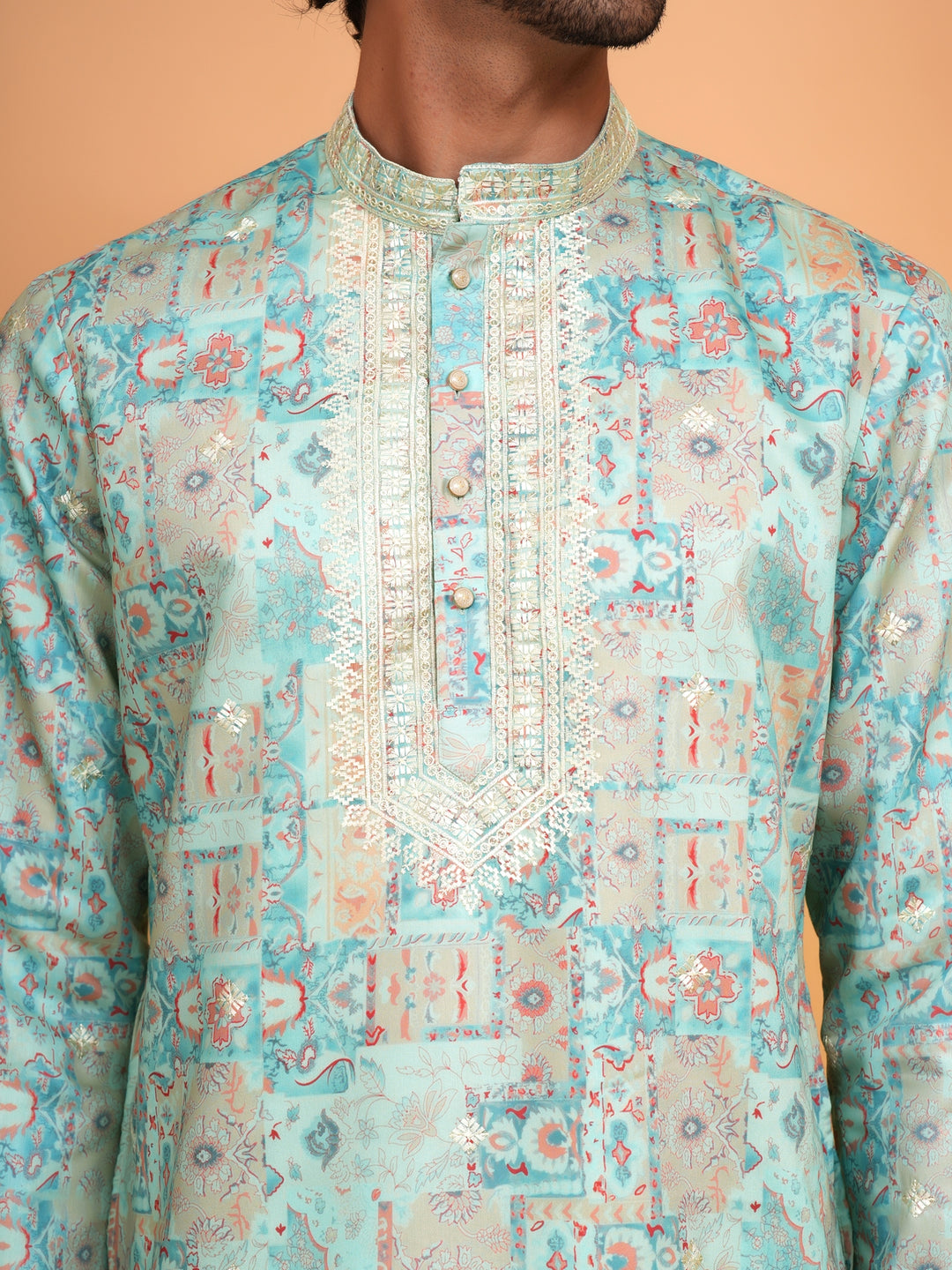Embroidered Green Kurta Set - KM43735-2