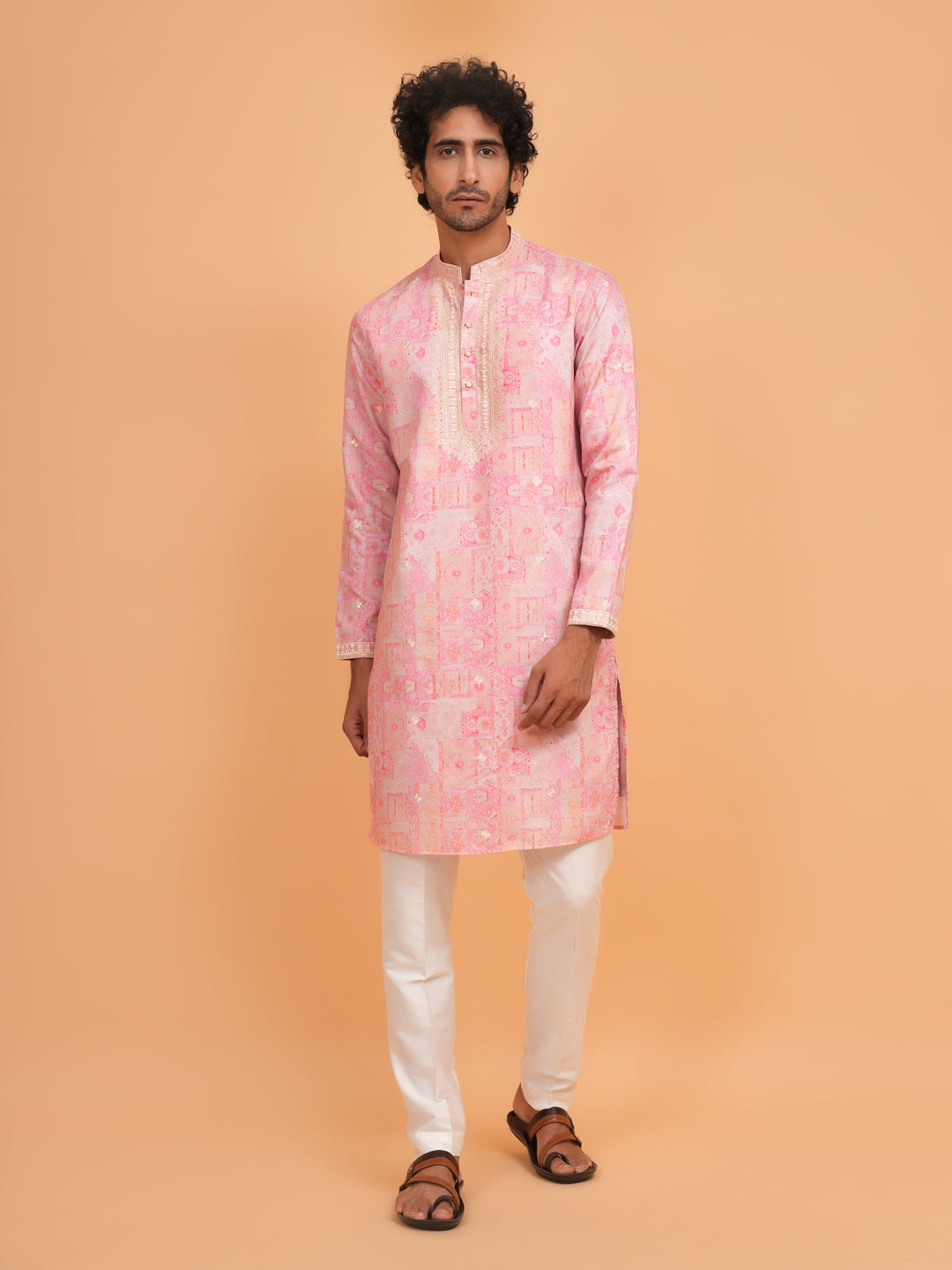 Embroidered Pink Kurta Set - KM43735-1