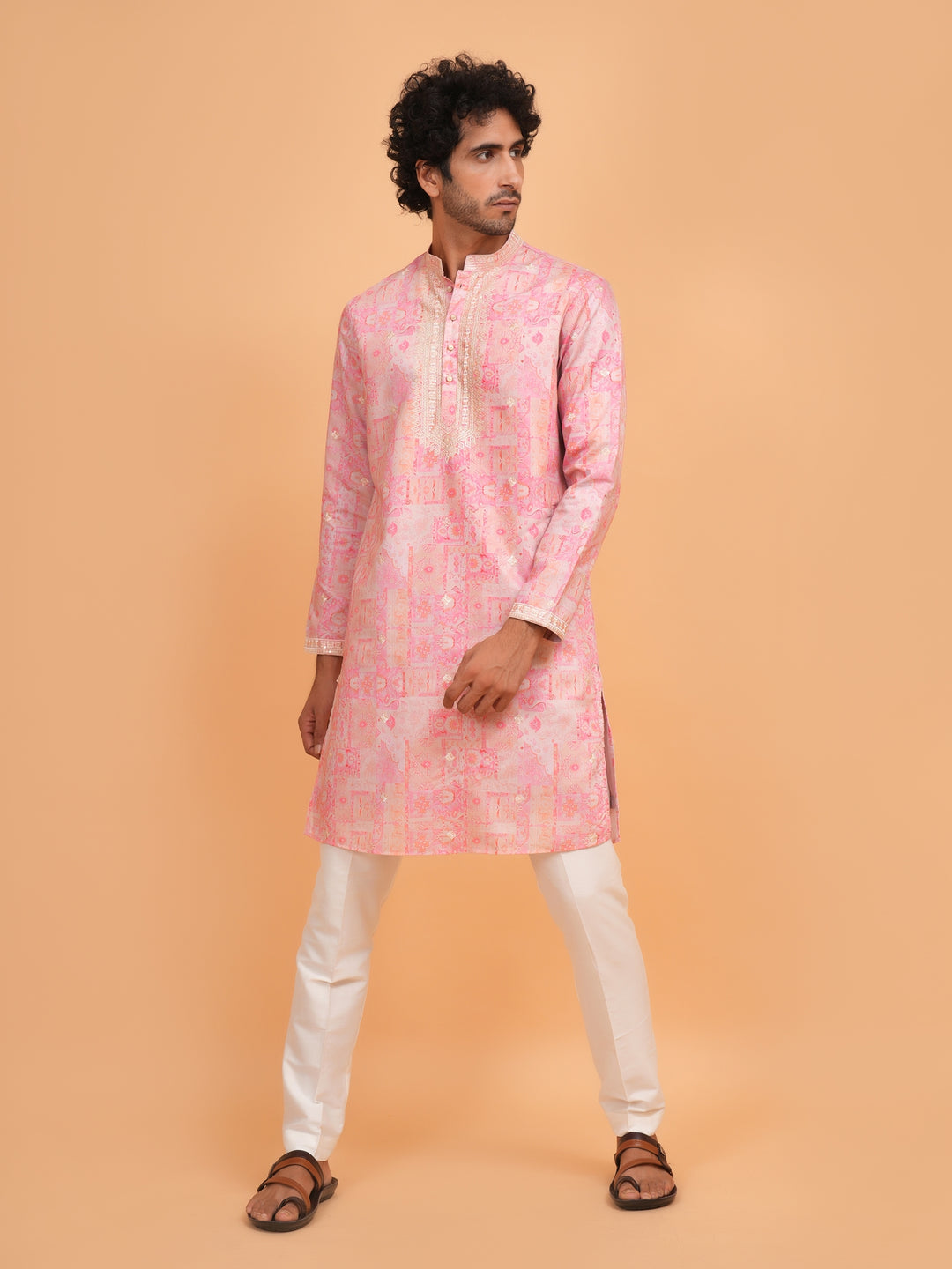 Embroidered Pink Kurta Set - KM43735-1