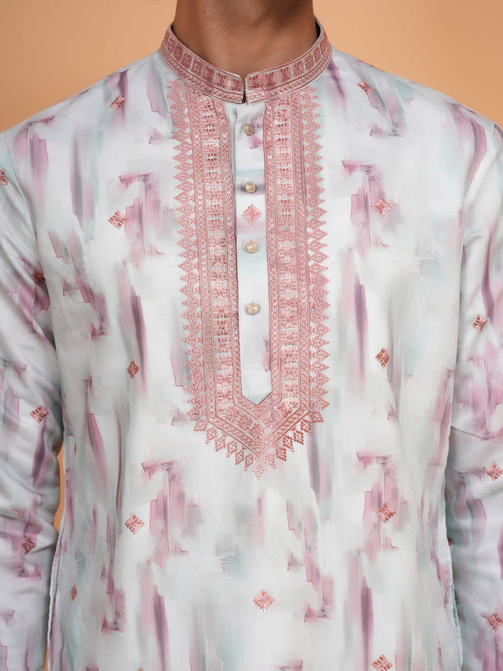 Embroidered Green Kurta Set - KM43742-3