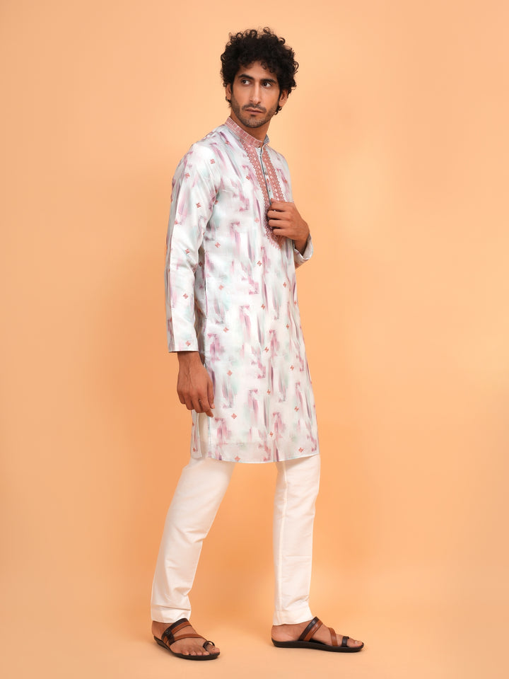 Embroidered Green Kurta Set - KM43742-3