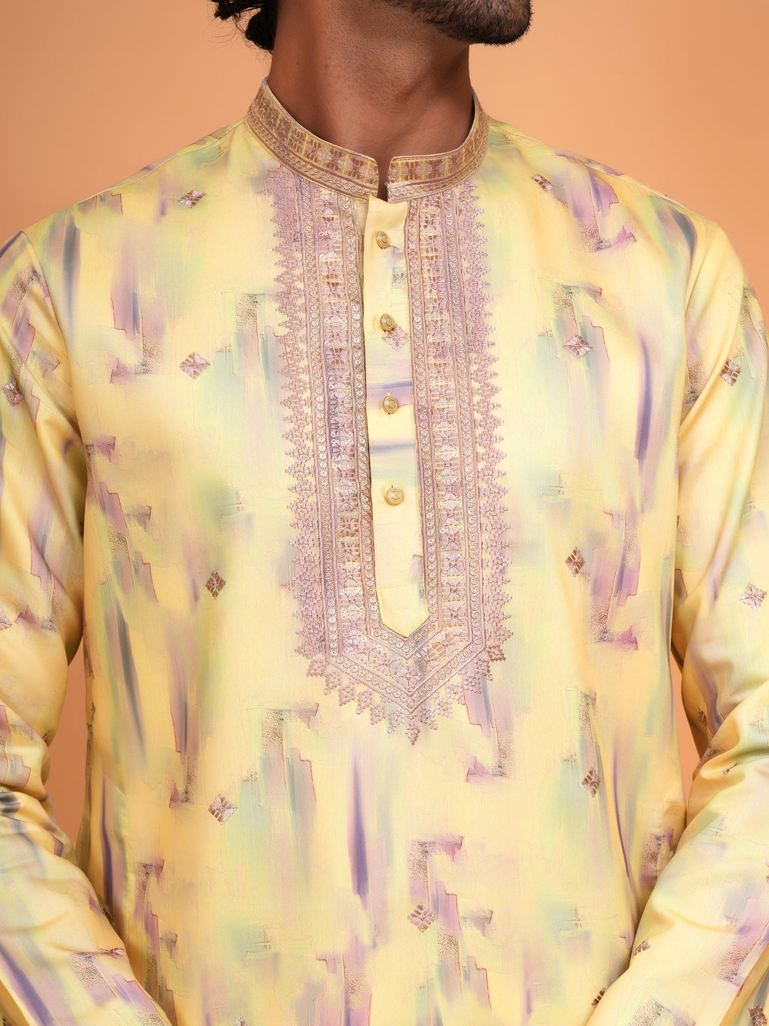Embroidered Yellow Kurta Set - KM43742-4