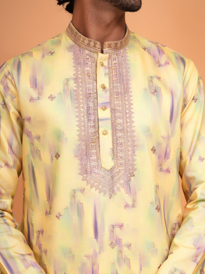 Embroidered Yellow Kurta Set - KM43742-4