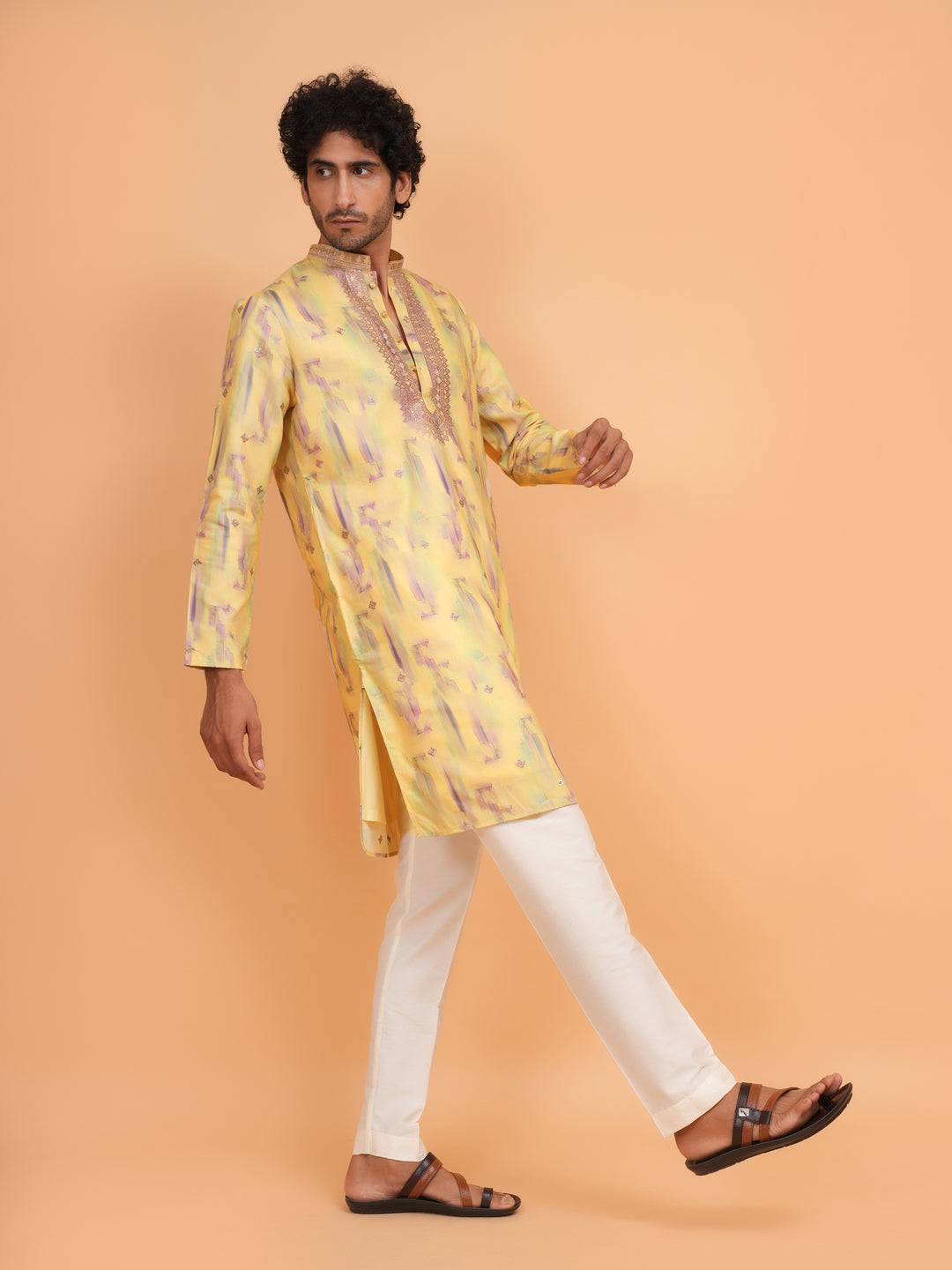Embroidered Yellow Kurta Set - KM43742-4