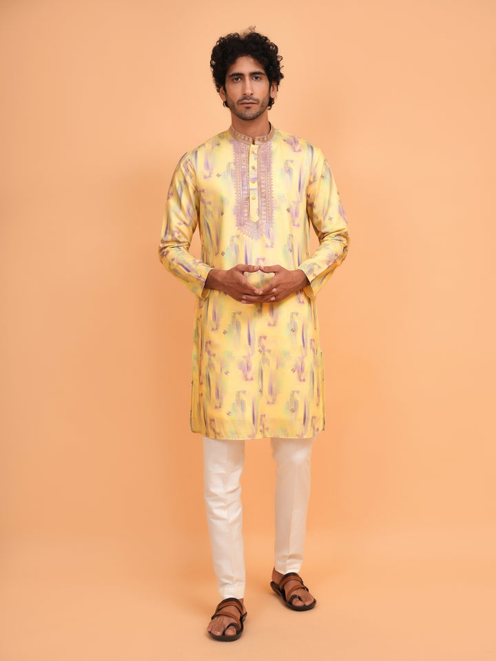 Embroidered Yellow Kurta Set - KM43742-4