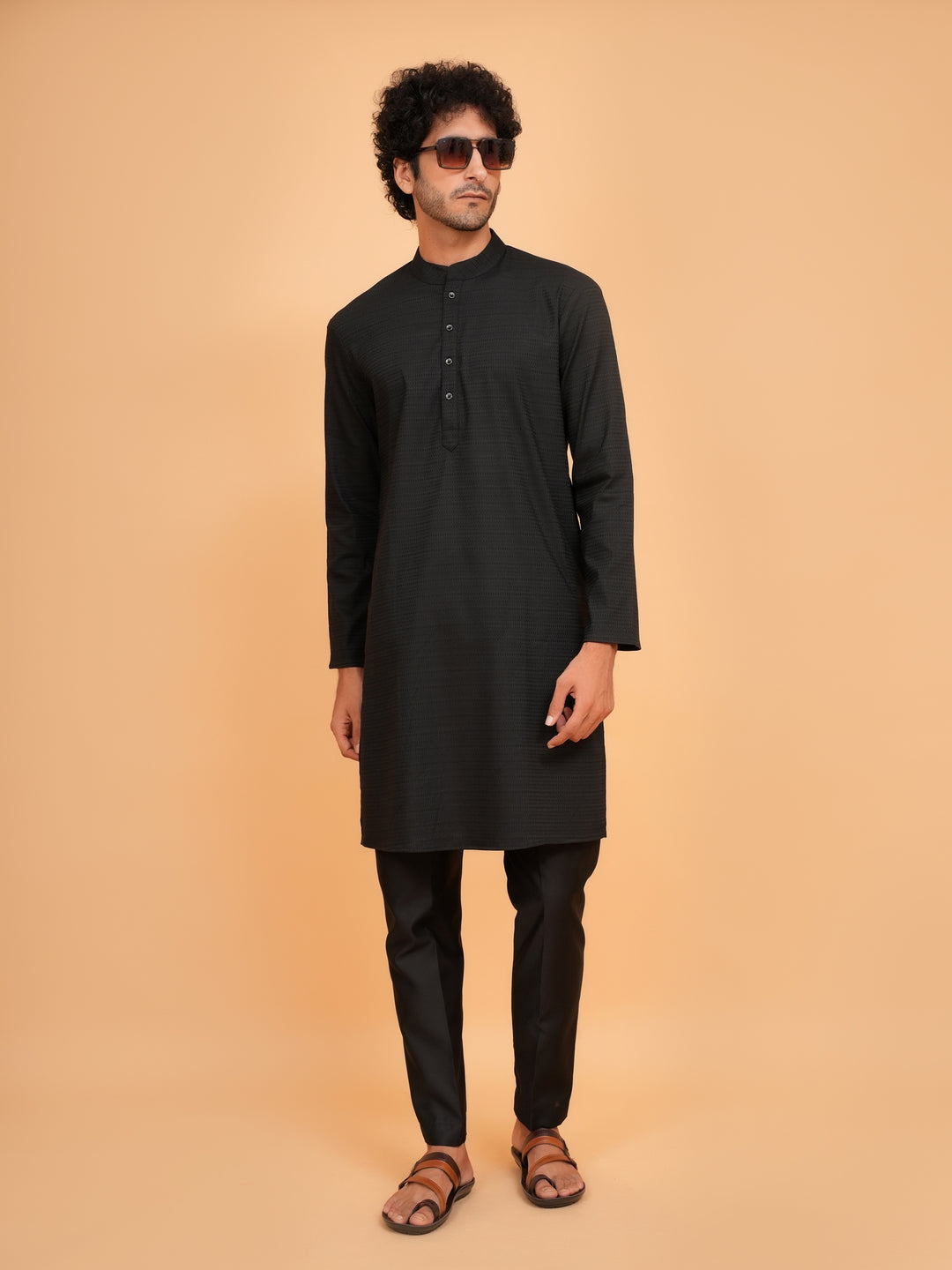 Solid Black Kurta Set - KM44553-13