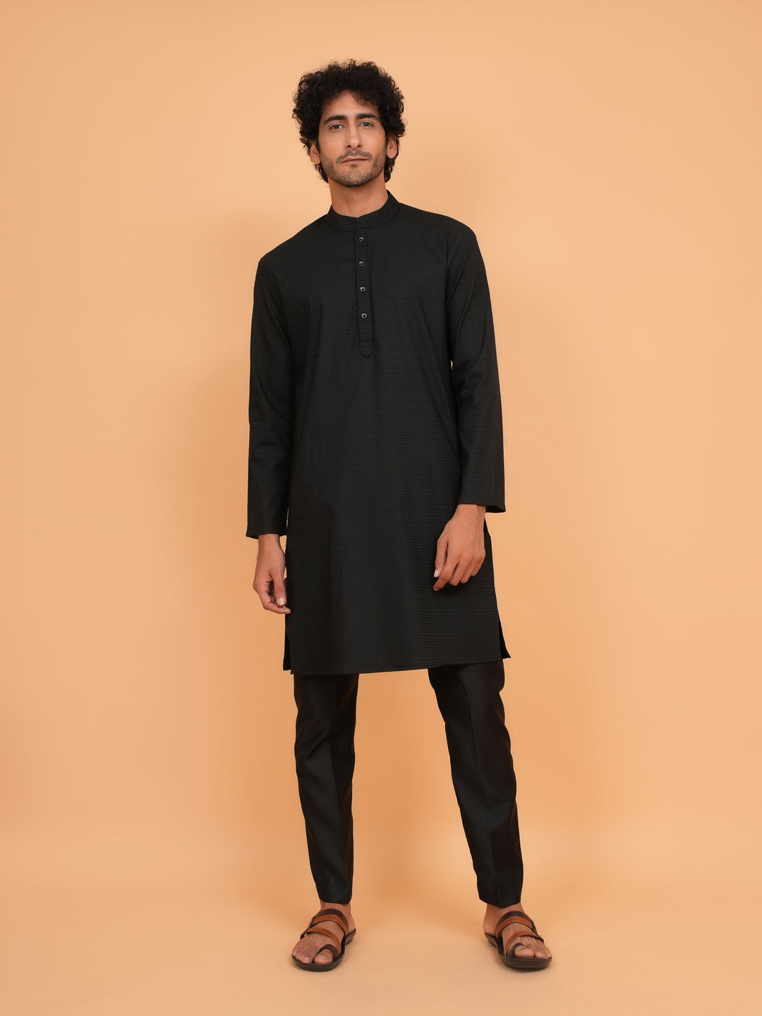 Solid Black Kurta Set - KM44553-13