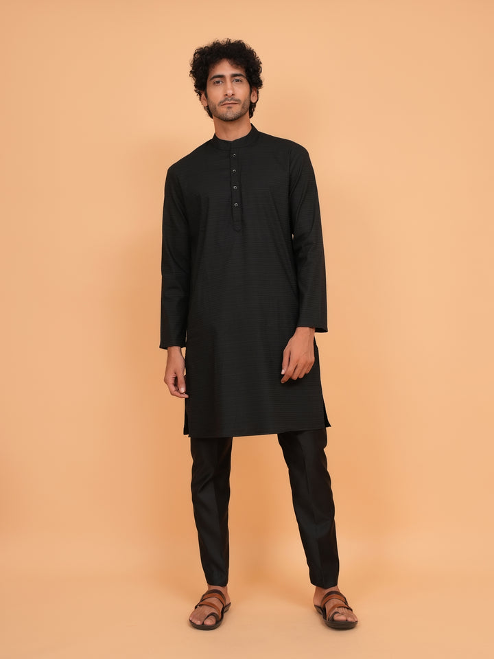Solid Black Kurta Set - KM44553-13