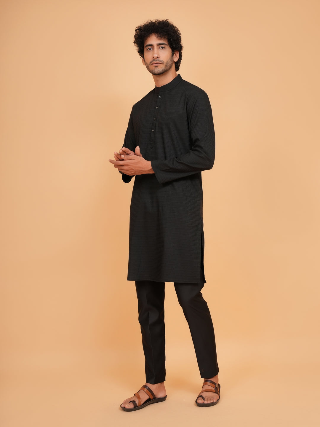 Solid Black Kurta Set - KM44553-13