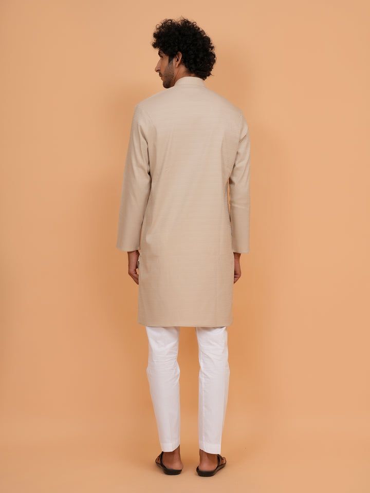 Solid Fawn Kurta Set - KM44553-14