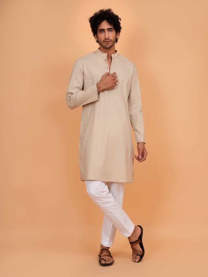 Solid Fawn Kurta Set - KM44553-14