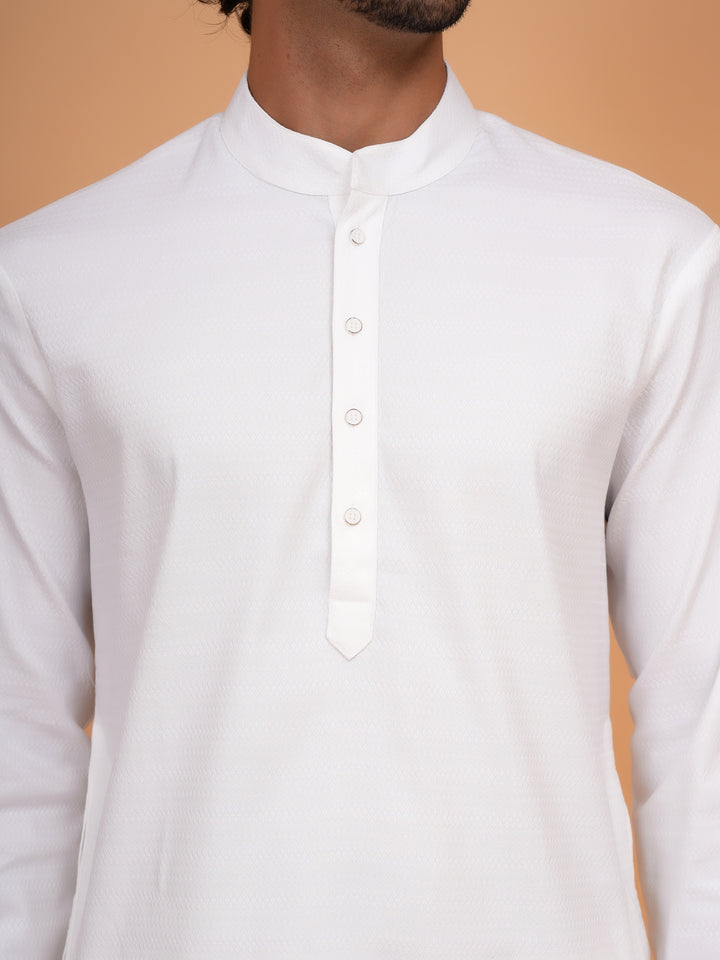 Solid White Kurta Set - KM44553-1