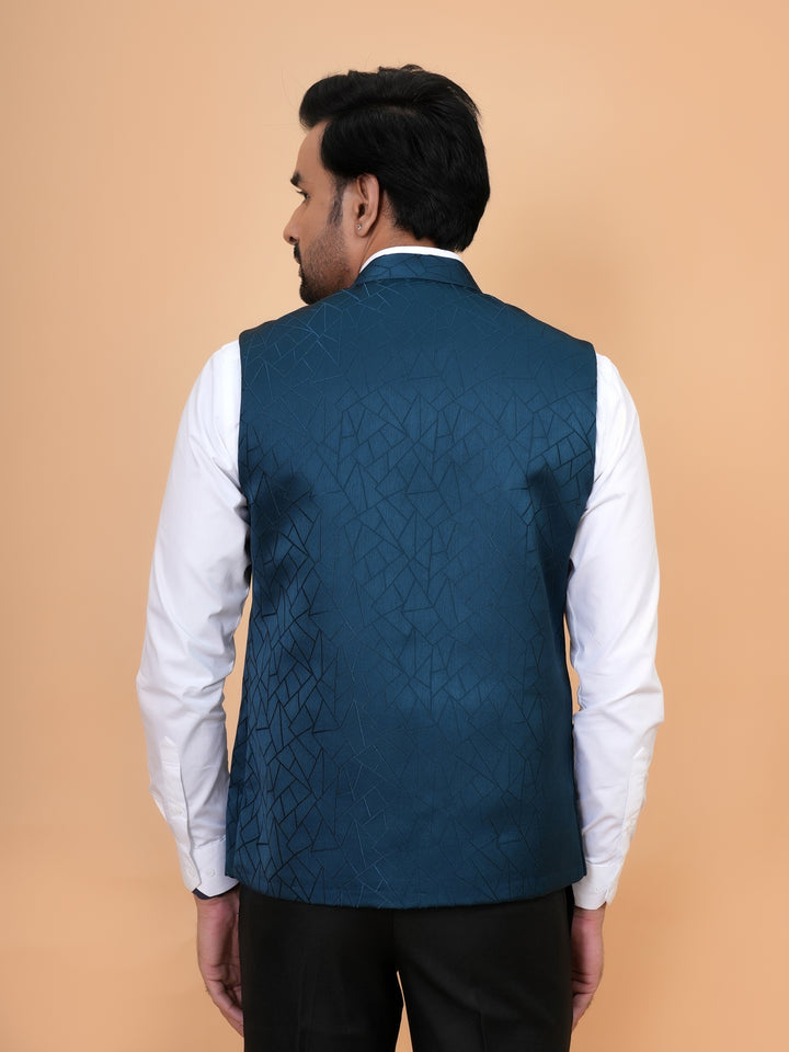 Geometric Blue Nehru Jacket - B44741-9