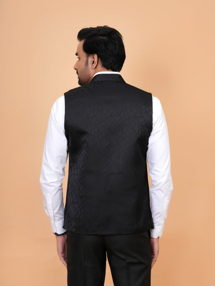 Geometric Black Nehru Jacket - B44741-7