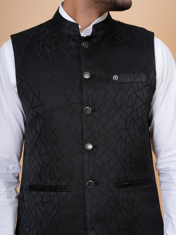 Geometric Black Nehru Jacket - B44741-7