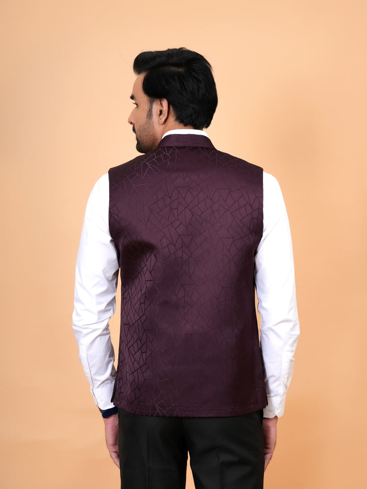 Geometric White Nehru Jacket - B44741-104