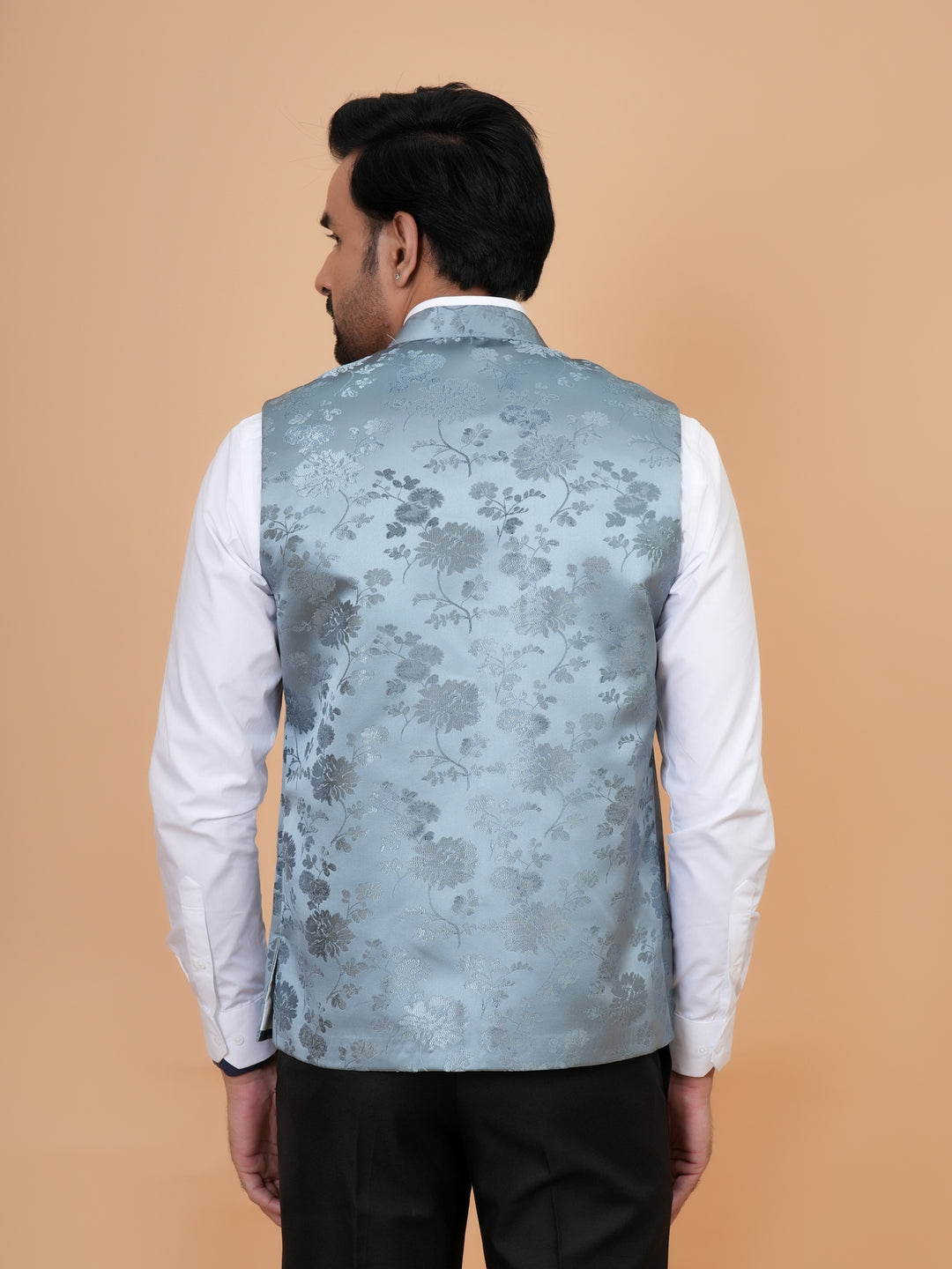 Floral Grey Nehru Jacket - B44742-22