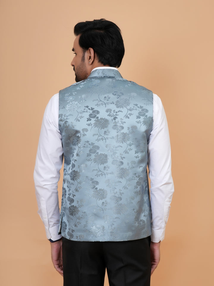 Floral Grey Nehru Jacket - B44742-22