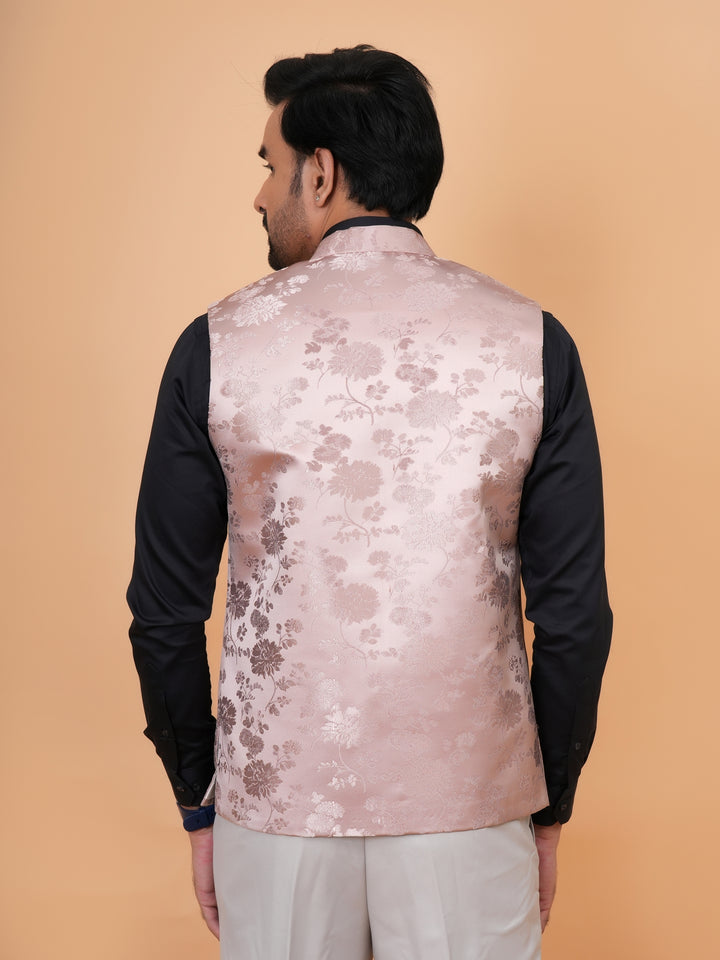 Floral Peach Nehru Jacket - B44742-19