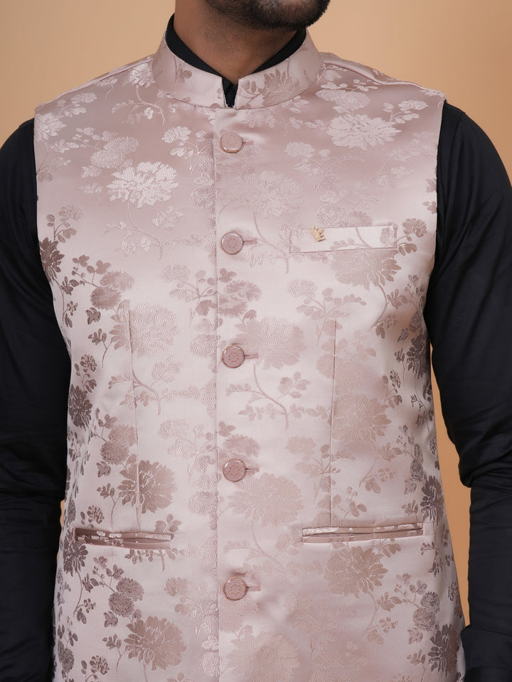 Floral Peach Nehru Jacket - B44742-19