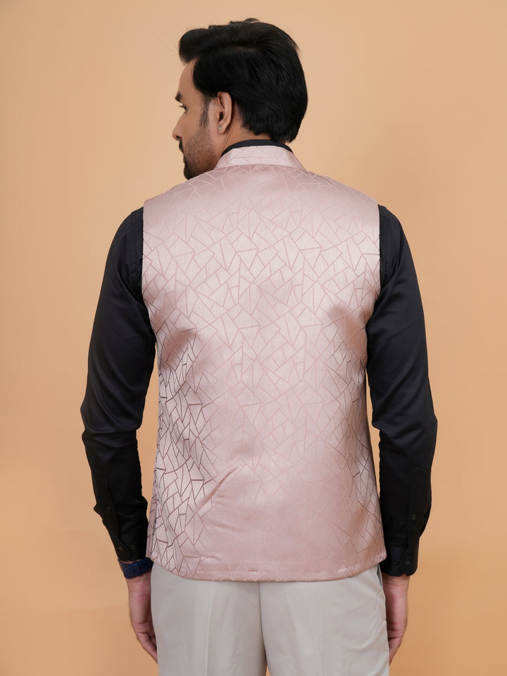 Geometric Peach Nehru Jacket - B44741-6