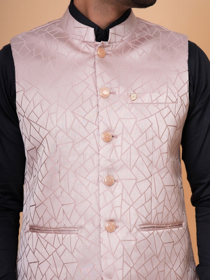 Geometric Peach Nehru Jacket - B44741-6