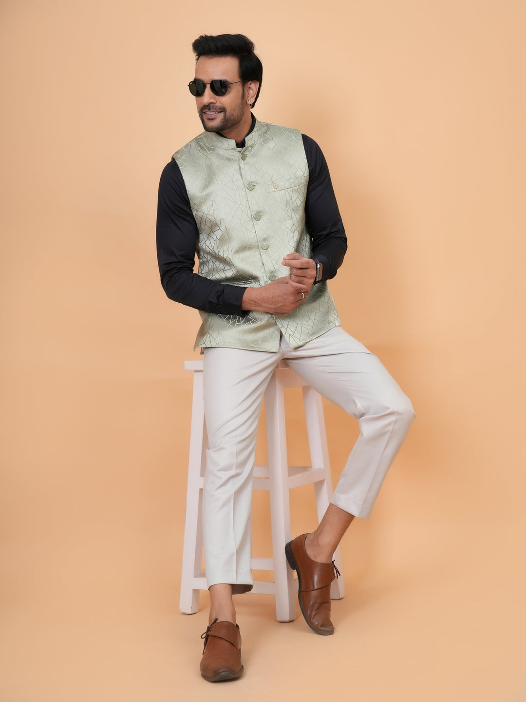 Geometric Pista Nehru Jacket - B44741-3