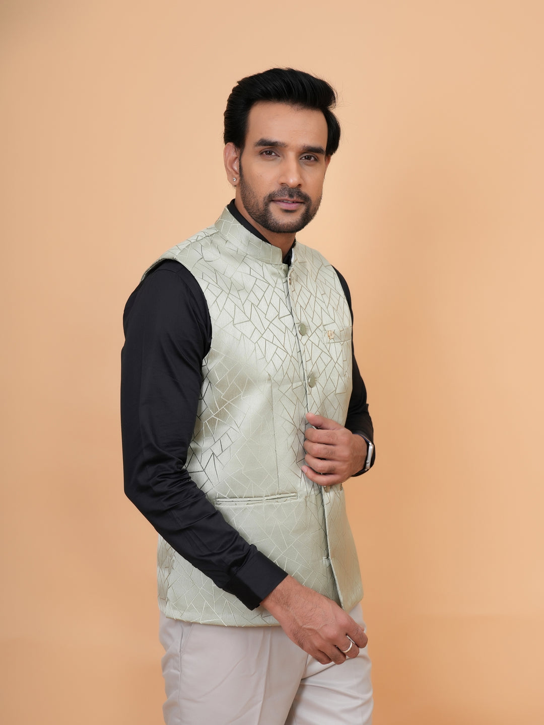 Geometric Pista Nehru Jacket - B44741-3