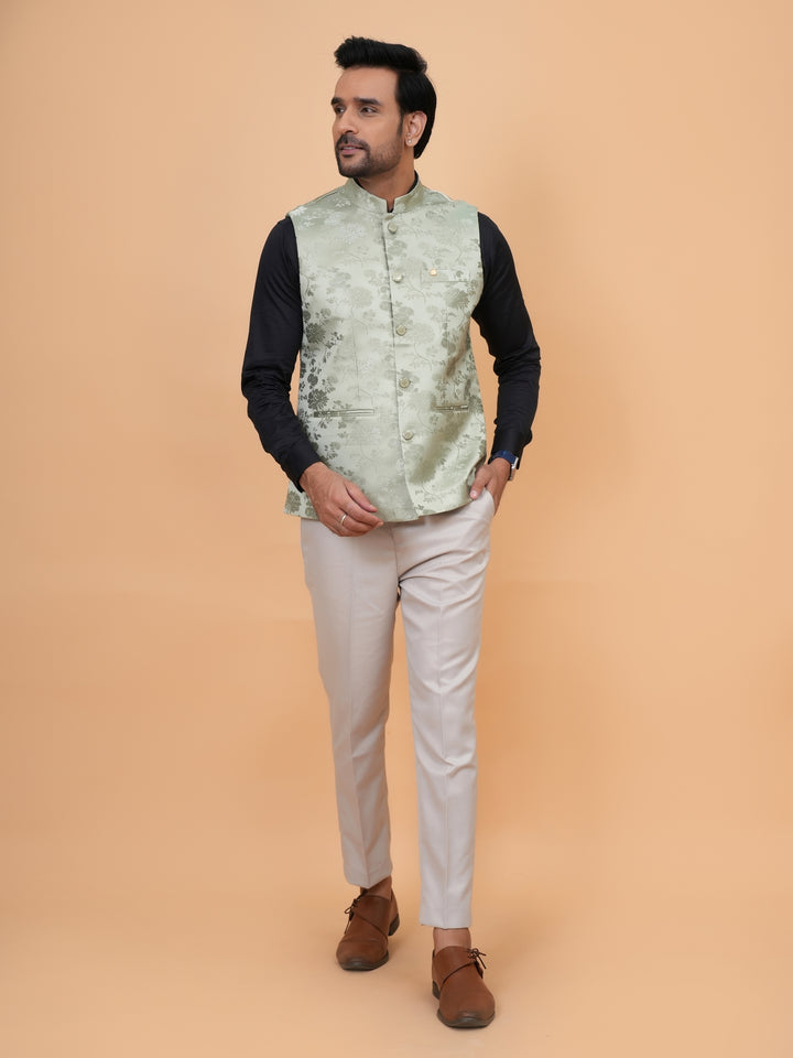 Floral Pista Nehru Jacket - B44742-20