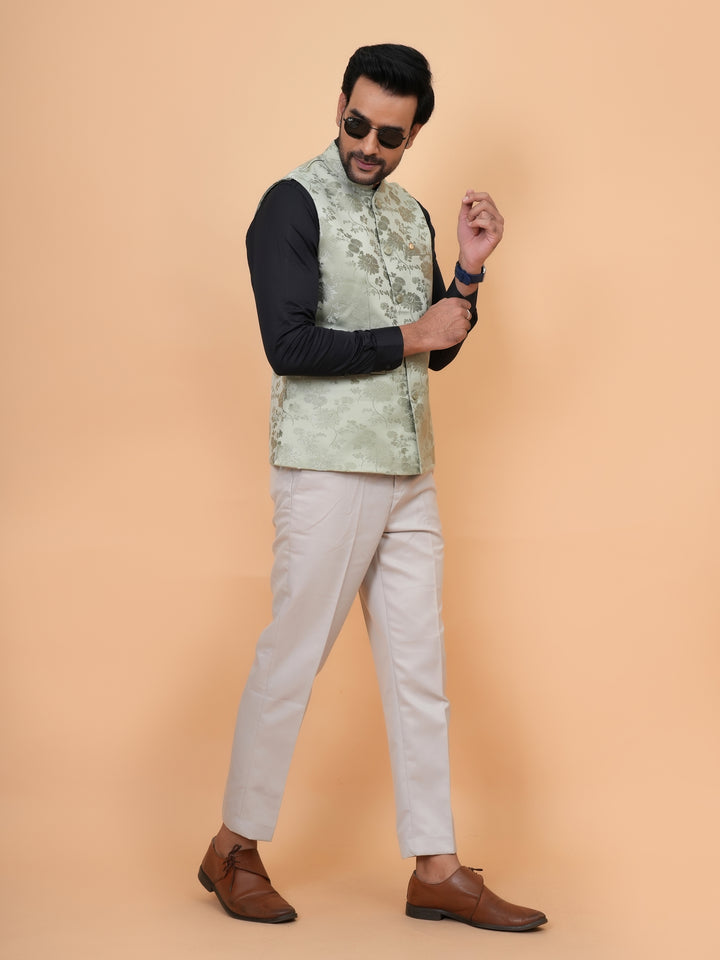 Floral Pista Nehru Jacket - B44742-20