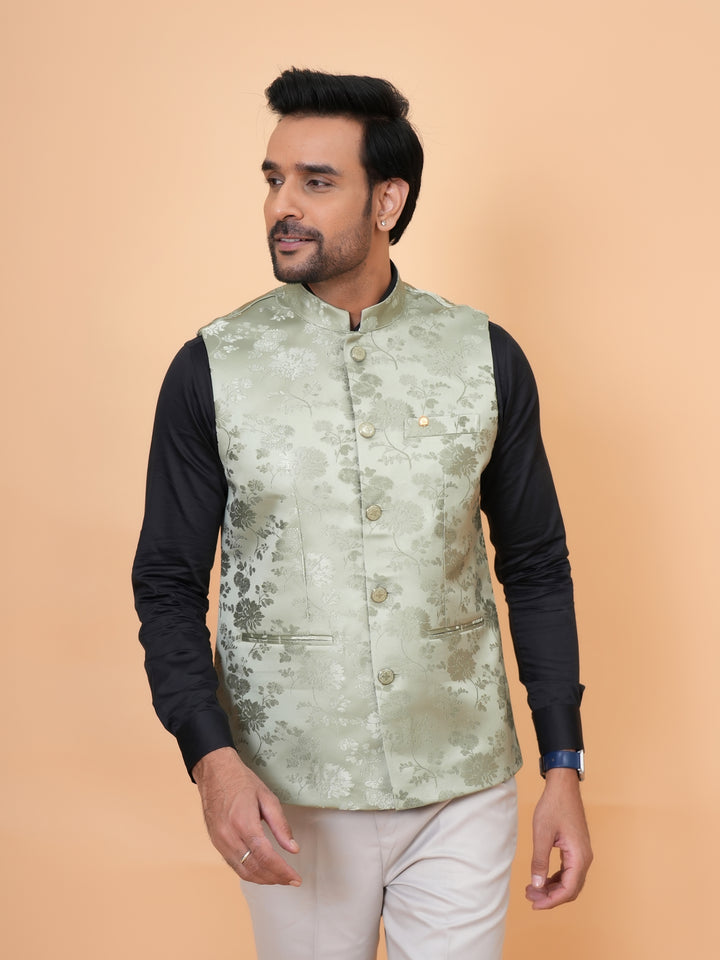 Floral Pista Nehru Jacket - B44742-20