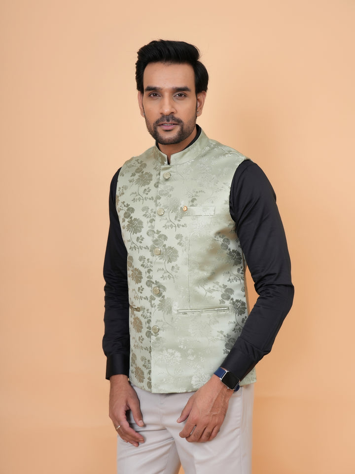 Floral Pista Nehru Jacket - B44742-20