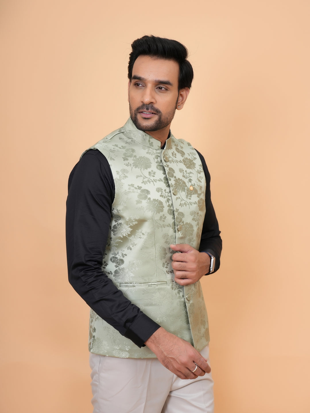 Floral Pista Nehru Jacket - B44742-20