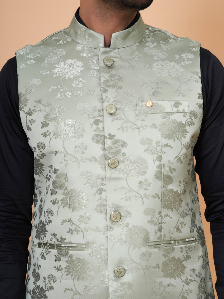 Floral Pista Nehru Jacket - B44742-20