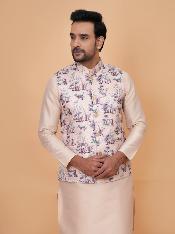 Abstract Pink Jacket Kurta Set - JM45404-1