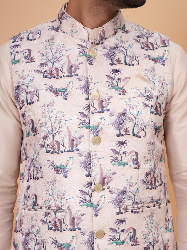 Abstract Pink Jacket Kurta Set - JM45404-1