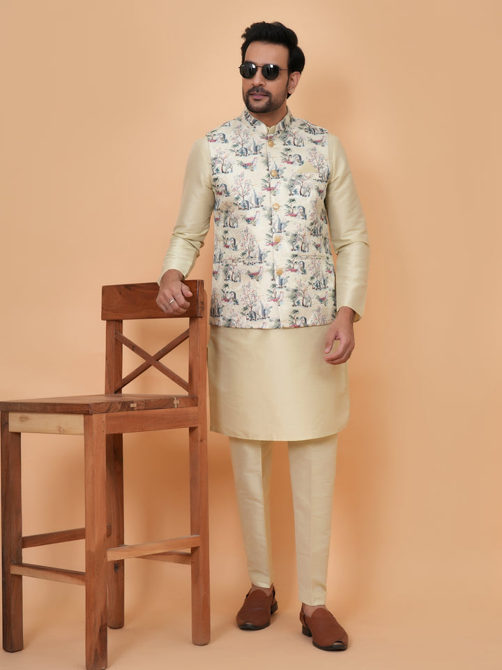 Abstract Pista Jacket Kurta Set - JM45404-2