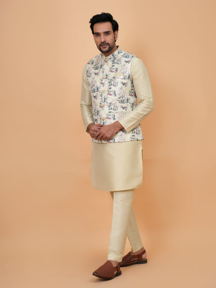 Abstract Pista Jacket Kurta Set - JM45404-2