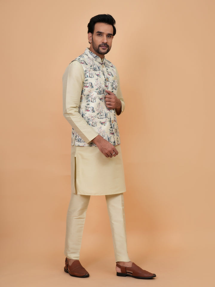 Abstract Pista Jacket Kurta Set - JM45404-2