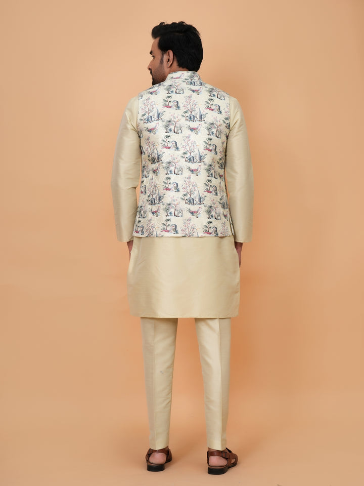 Abstract Pista Jacket Kurta Set - JM45404-2