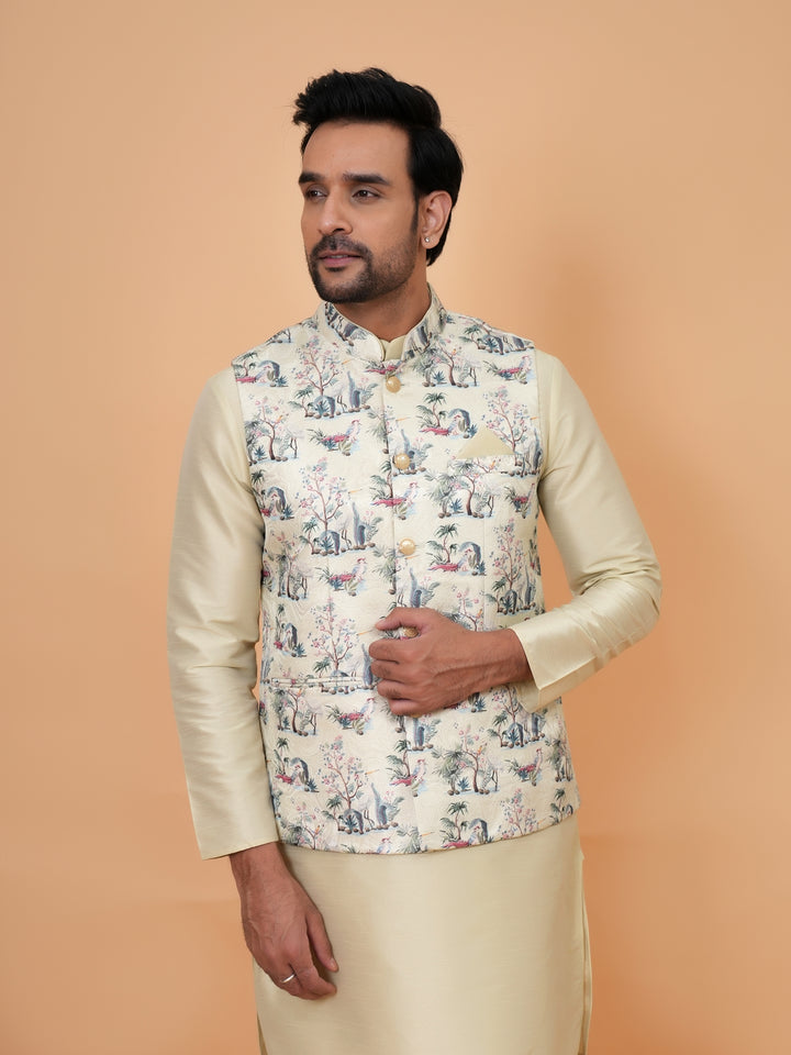 Abstract Pista Jacket Kurta Set - JM45404-2