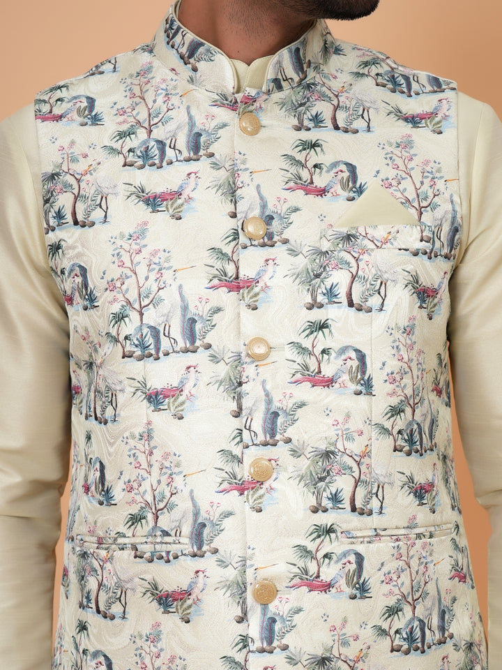 Abstract Pista Jacket Kurta Set - JM45404-2