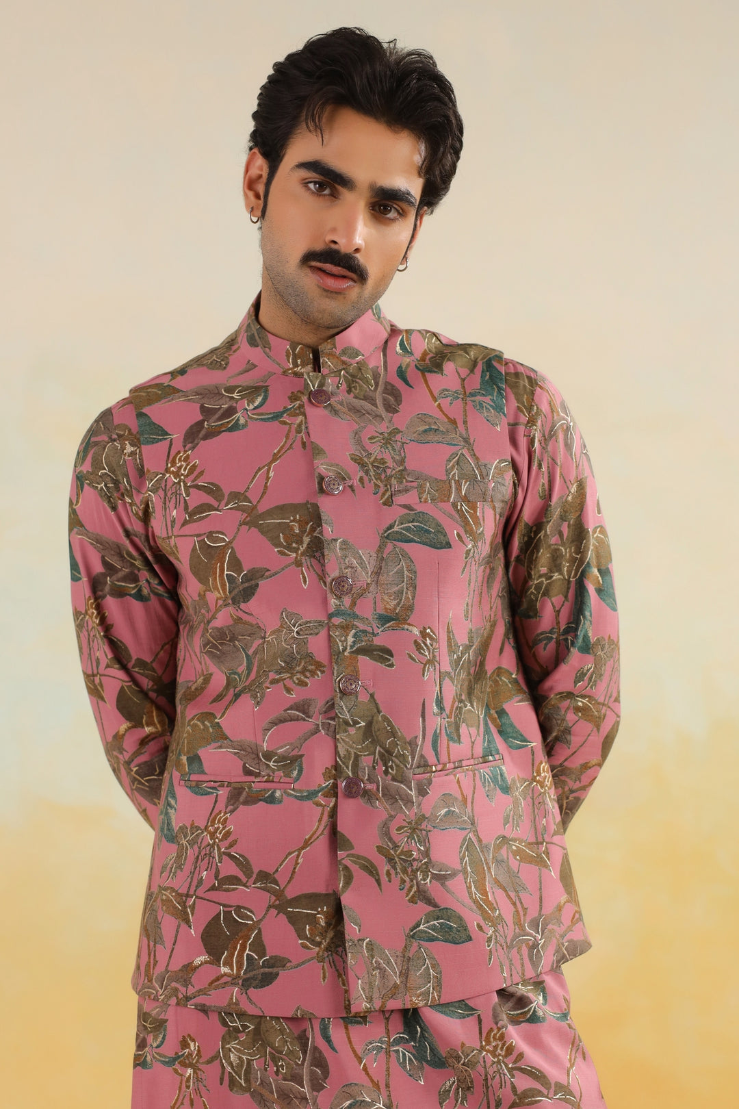 Floral Pink Nehru Jacket - B46770-31/1