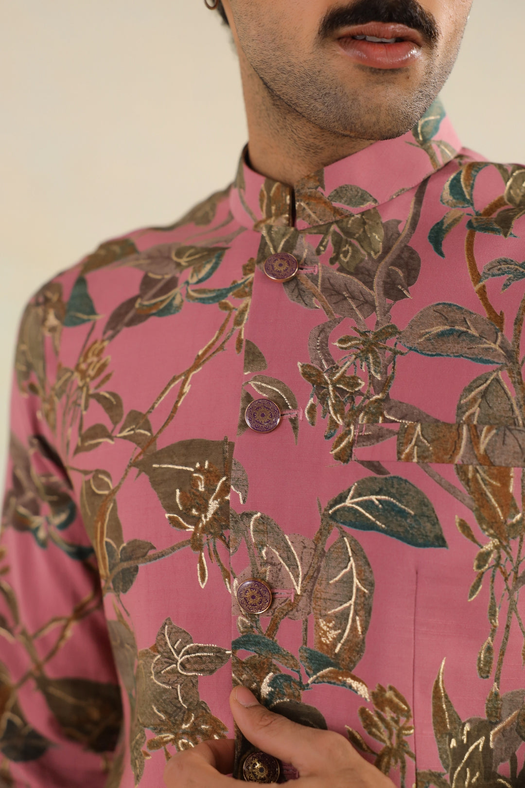 Floral Pink Nehru Jacket - B46770-31/1