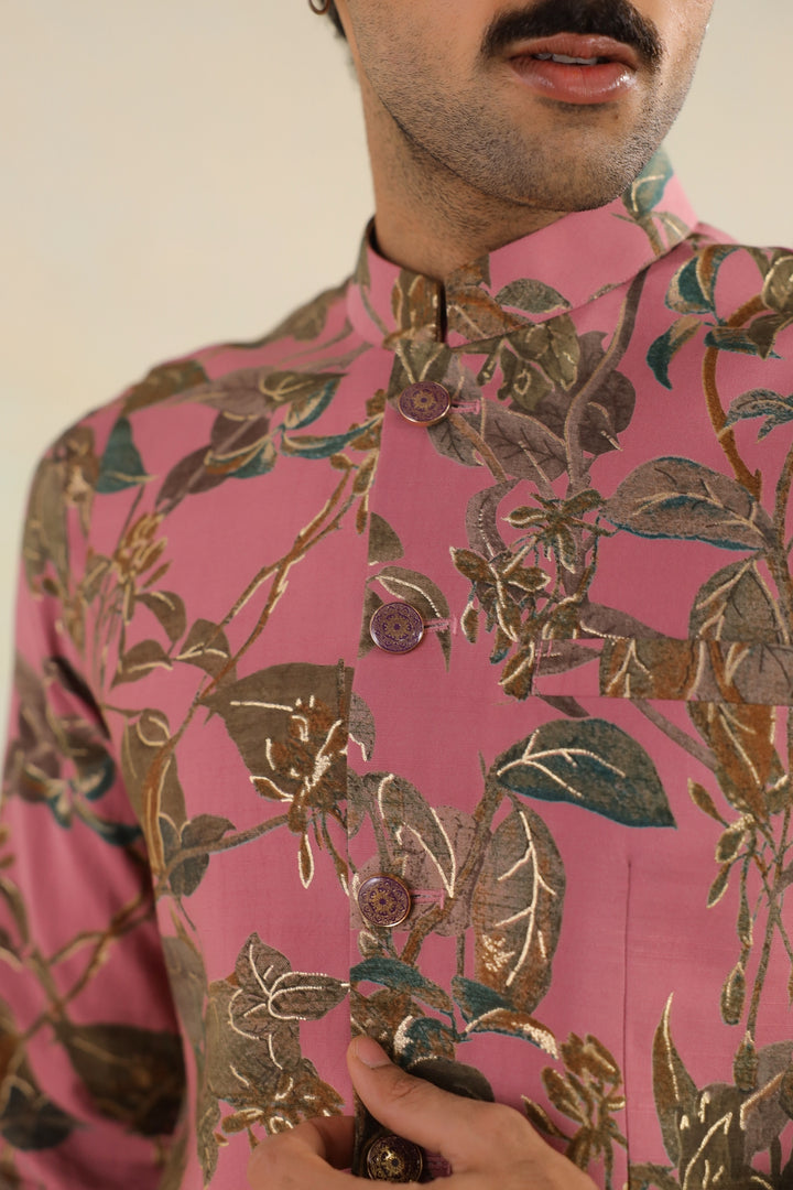 Floral Pink Nehru Jacket - B46770-31/1