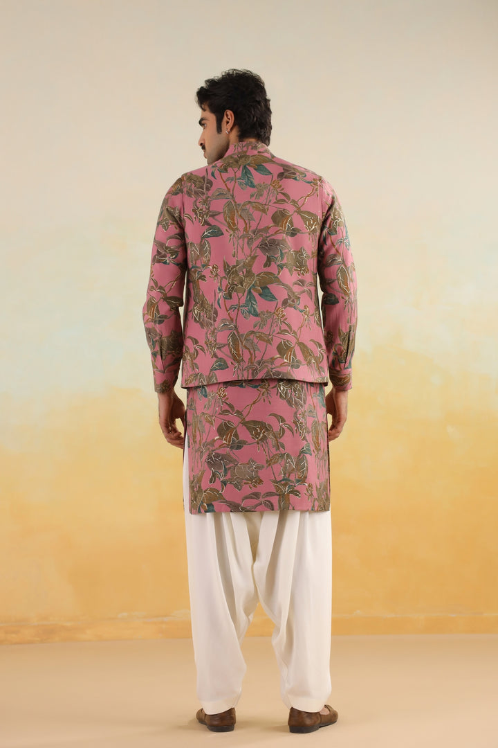 Floral Pink Nehru Jacket - B46770-31/1
