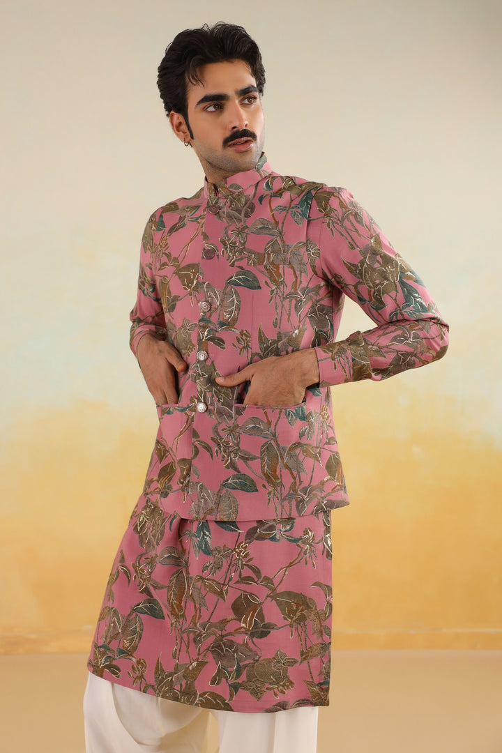 Floral Pink Nehru Jacket - B46770-31/1